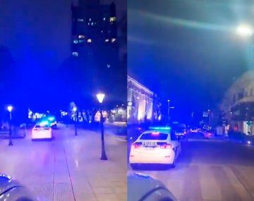 Caravana de patrulleros a los tiros frente a la Gobernación de Misiones