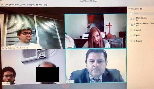 Captura de la audiencia virtual de juicio abreviado en Santiago del Estero