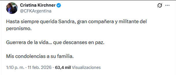 El mensaje de despedida de Cristina Kirchner