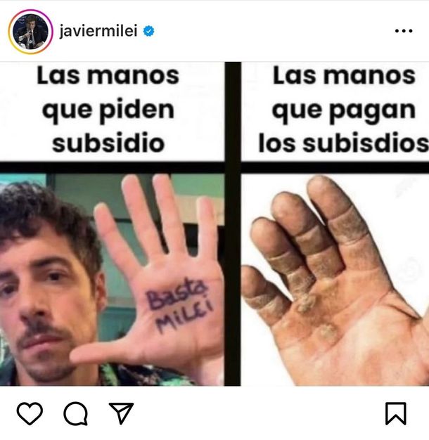 El meme que había publicado el presidente Javier Milei 