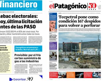 Tapas de diarios del martes 18 de julio de 2017