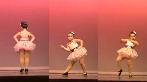 Una nena se robó el show con sus pasos de baile