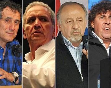 Carlos Acuña (CGT), Sergio Sasia (UF), Sergio Palazzo (Bancaria -CPSF), Hugo Yasky (CTA de los Argentinos) y Pablo Micheli (CTA Autónoma).