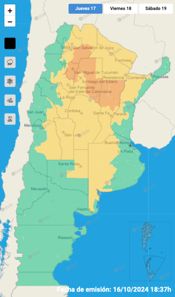 Alerta por tormentas y granizo para este jueves en Buenos Aires y la mitad del pa&iacute;s.
