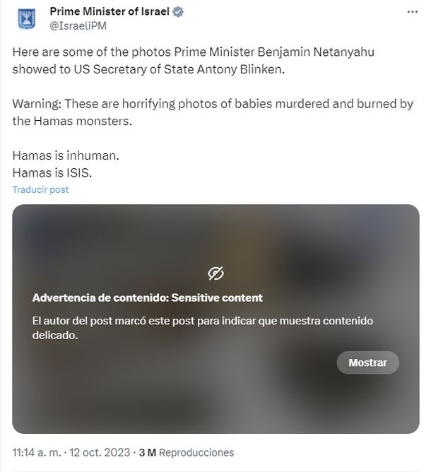 El tuit de la oficina del primer ministro israelí, Benjamin Netanyahu El tuit de la oficina del primer ministro israelí, Benjamin Netanyahu