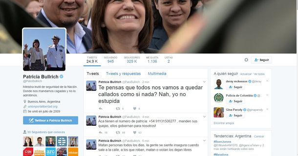 No le sale una: a Patricia Bullrich ahora le hackearon la cuenta de Twitter