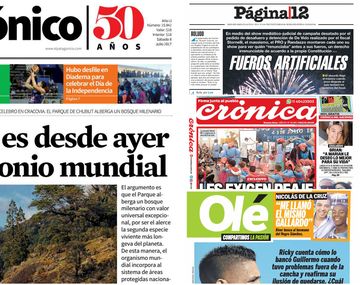 Tapas de diarios del sábado 8 de julio de 2017