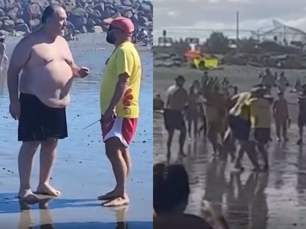 Video: violenta agresión de un turista a un guardavidas en una playa de Chubut