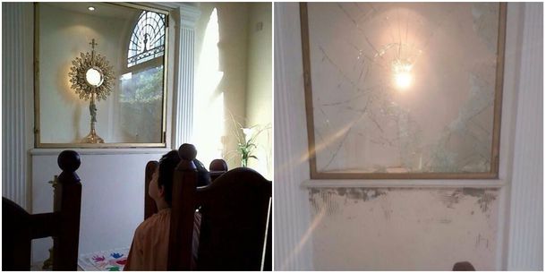 El antes y después del robo a una capilla en City Bell