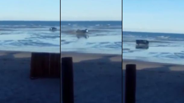 VIDEO: Hacían piruetas con una camioneta y volcaron en una playa