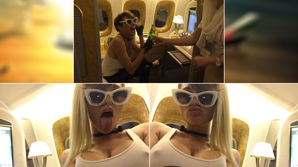 El nuevo video de Vicky Xipolitakis arriba de un avión