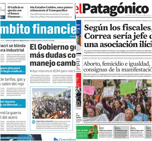 Tapas de diarios del viernes 9 de marzo de 2017