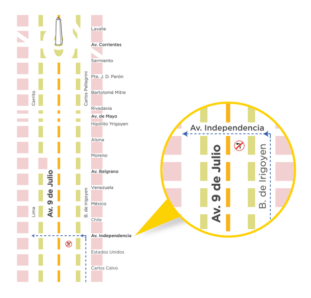 Cambian el giro desde la 9 de Julio hacia Independencia