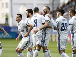 El festejo del Real Madrid, tras un gol de Benzema El festejo del Real Madrid, tras un gol de Benzema
