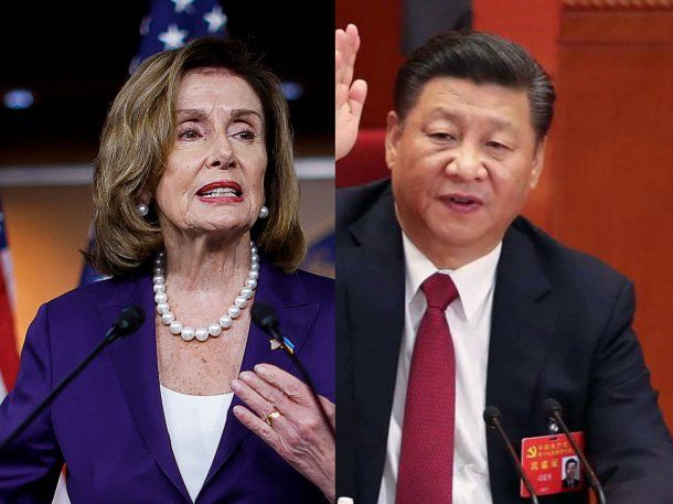 La presidenta de la Cámara de Representantes de Estados Unidos, Nancy Pelosi, y el presidente de China, Xi Jinping