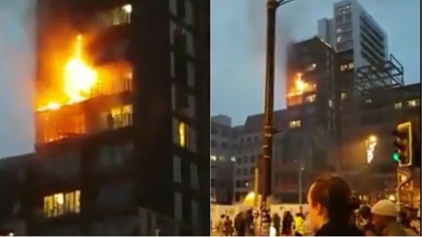 Voraz incendio en un edificio de Manchester