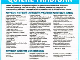 ¿cuales son los sindicatos que no adhieren al paro nacional? ¿cuales son los sindicatos que no adhieren al paro nacional?