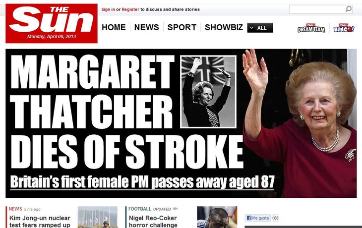 Thatcher: el impacto de la muerte en los medios ingleses