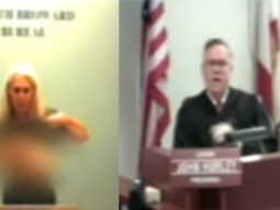 Actriz porno denunció maltrato policial con un topless frente al juez