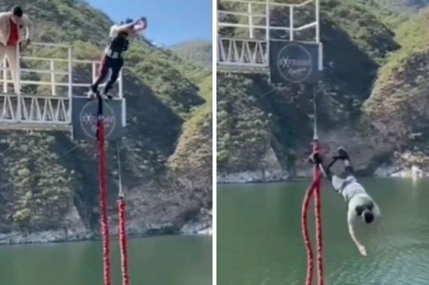 Fue a hacer bungee jumping y se soltó la soga: final inesperado