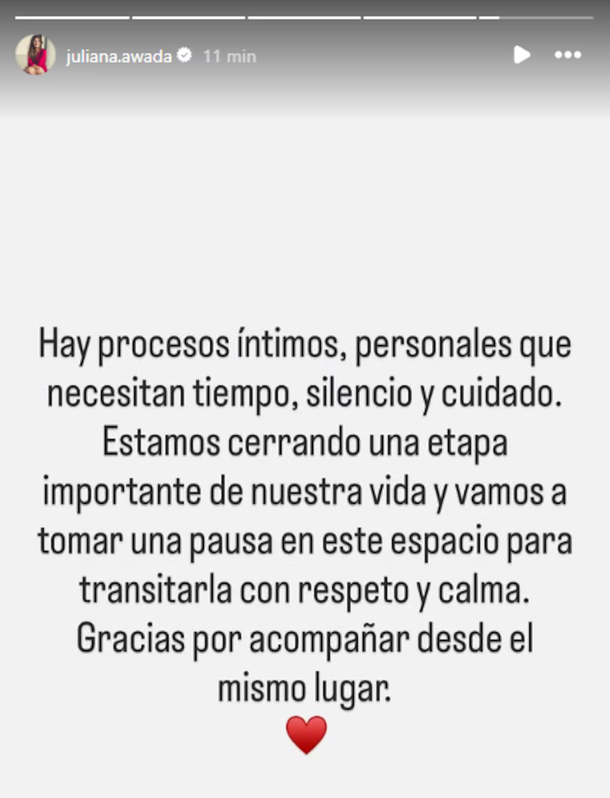 La historia de Instagram de Juliana Awada para confirmar la ruptura con Mauricio Macri. La historia de Instagram de Juliana Awada para confirmar la ruptura con Mauricio Macri. 
