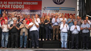 El triunvirato de la CGT, al frente de la movilización El triunvirato de la CGT, al frente de la movilización