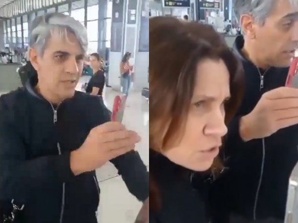 Viralizan un violento escrache a Pablo Echarri y Nancy Dupláa en un aeropuerto