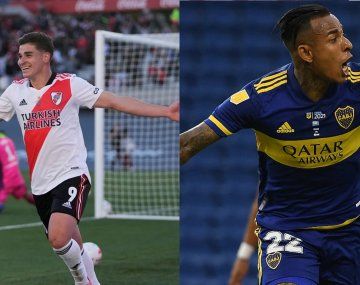 Julián Álvarez en River y Sebastián Villa en Boca, dos que ya gritaron en el Superclásico.