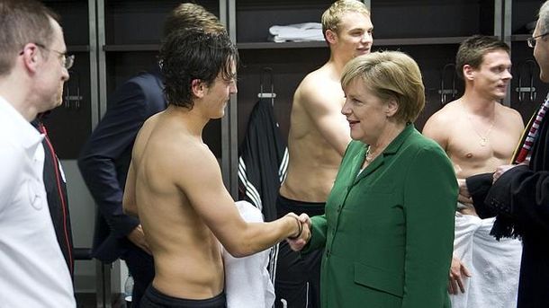 Merkel en el vestuario