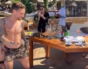 Desopilante: Papu Gómez improvisó un show con desfile y baile en plenas vacaciones