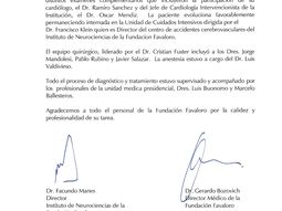 El primer parte médico: Una cirugía sin complicaciones