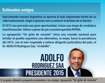En San Luis ya lanzan la candiatura presidencial de Adolfo Rodríguez Saá