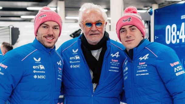 Pierre Gasly, Flavio Briatore y Franco Colapinto. Pierre Gasly, Flavio Briatore y Franco Colapinto.