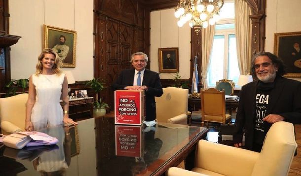 Alberto Fernández recibió a Liz Solari por el acuerdo porcino con China