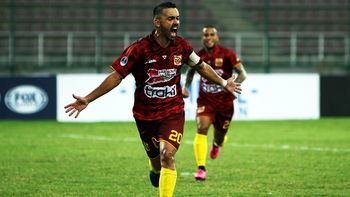 El festejo del primer gol del equipo venezolano El festejo del primer gol del equipo venezolano