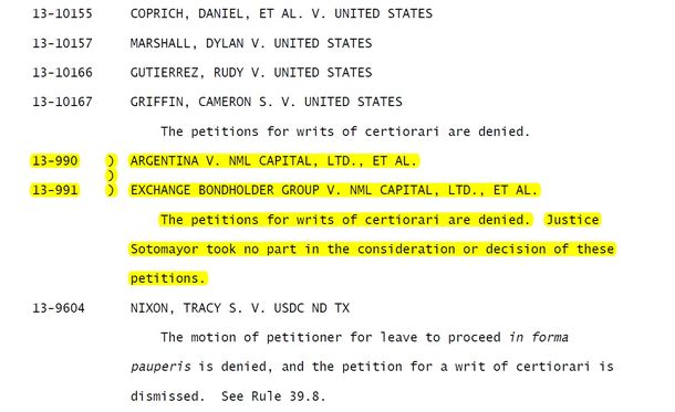 Fondos buitre: conocé el fallo completo de la Corte de EE.UU.