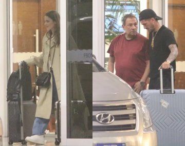 Besos y seguridad privada: así llegaron Tini Stoessel y Rodrigo De Paul a la Argentina