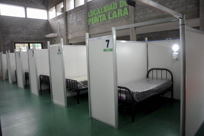 Montaron un hospital de campaña en el polideportivo Diego Maradona para atención extrahospitalaria