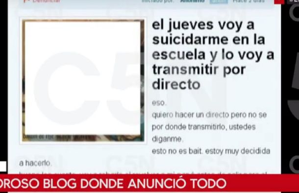 La joven que se pegó un tiro en La Plata lo había anticipado en un blog