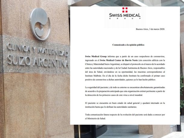 El comunicado de Swiss Medical Group tras el primer caso de coronavirus en Argentina