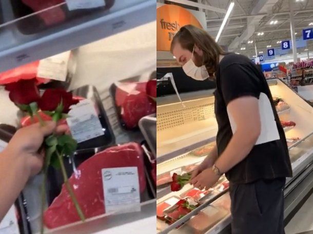 Insólito: veganos llevaron flores y velaron la carne en un supermercado