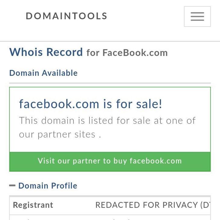 El dominio Facebook.com, a la venta