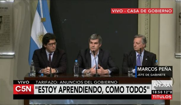 La confesión de Marcos Peña: Estoy aprendiendo del tema del gas