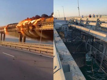 Video: Ucrania atacó el puente Crimea con bombas submarinas