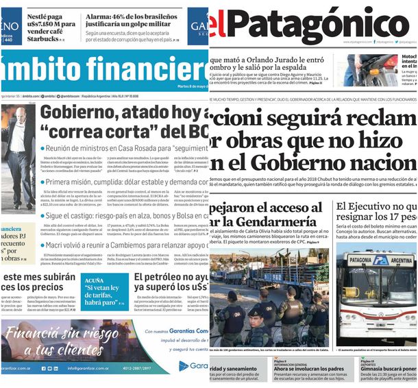 Tapas de diarios del viernes 29 de junio de 2018