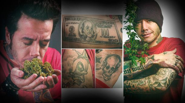 El amor de Sebastián Ortega por la marihuana y sus alusivos tatuajes