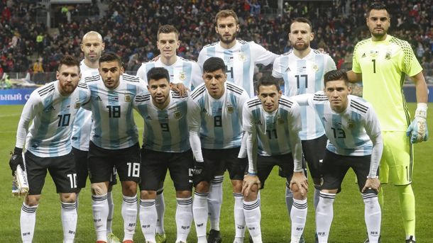 Una de las formaciones de Argentina en la gira previa a Rusia 2018