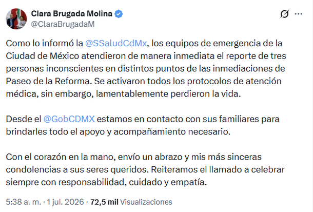 El mensaje de Clara Brugada Molina, Jefa de Gobierno de la Ciudad de México El mensaje de Clara Brugada Molina, Jefa de Gobierno de la Ciudad de México