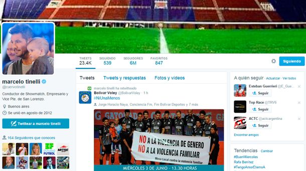 Marcelo Tinelli llegó a los 6 millones de seguidores en Twitter