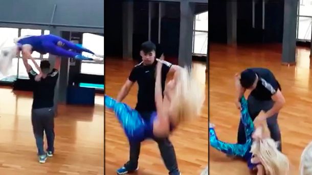Mirá la caída de Luciana Salazar en un ensayo del Bailando